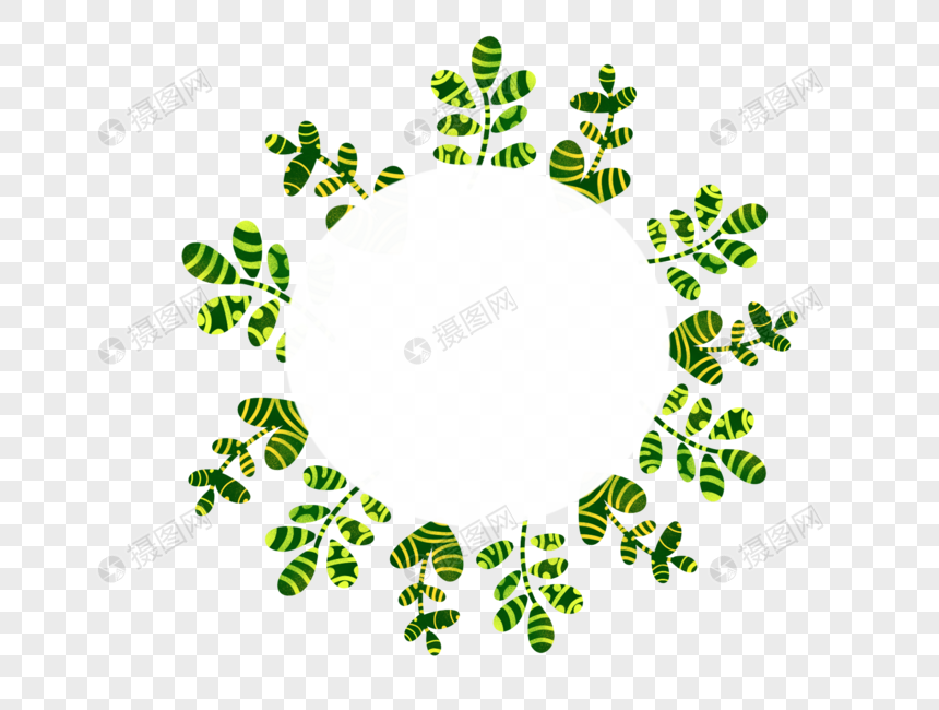 绿色植物花环边框素材图片