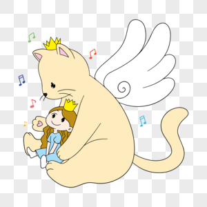 儿童节素材小公主和天使猫高清图片