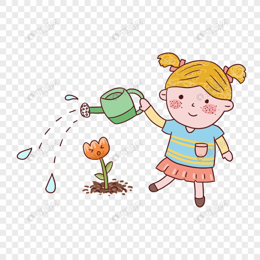 六一儿童节小女孩浇花