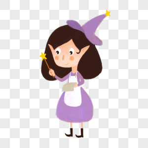 变魔法的长耳朵小女巫拿着书图片