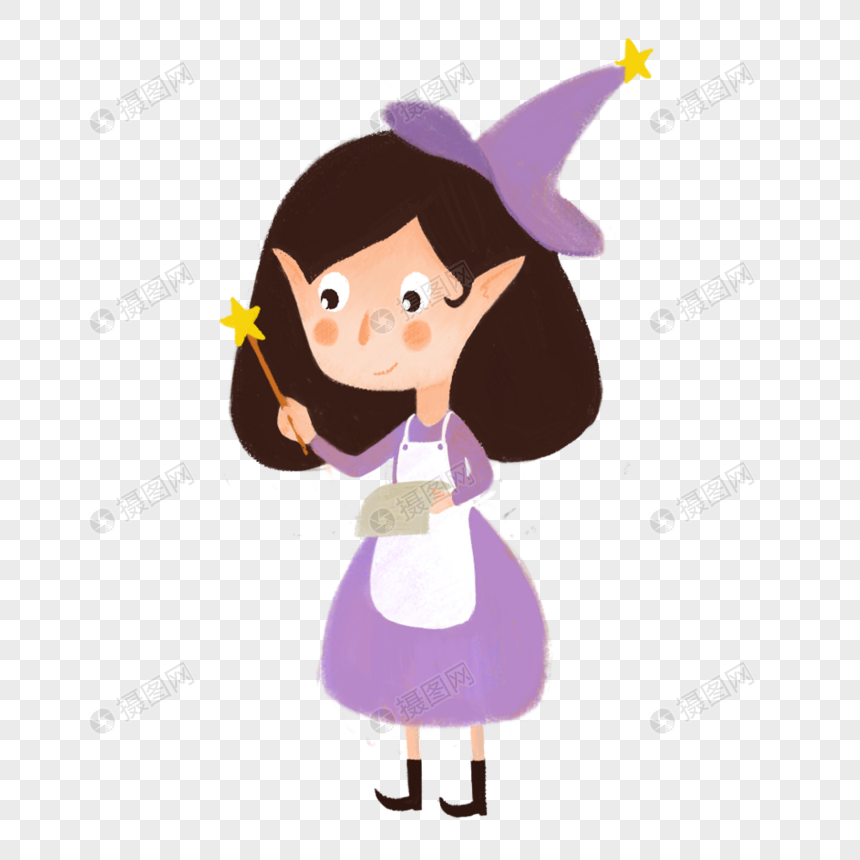 变魔法的长耳朵小女巫拿着书图片