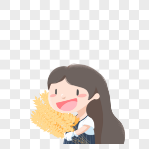 抱着小麦的女孩高清图片
