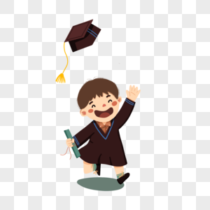 飞扬的学士帽拿毕业证的男生图片