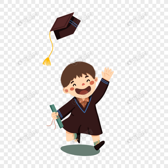 飞扬的学士帽拿毕业证的男生图片