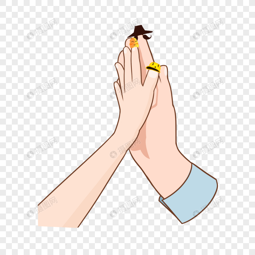 父亲节大手小手击掌插画元素手绘