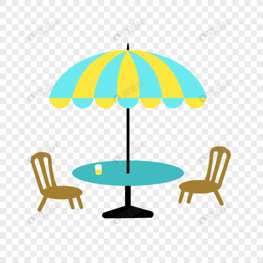 遮阳伞和桌椅图片