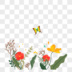 花卉五颜六色的蝴蝶高清图片