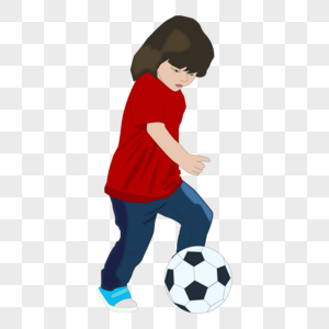 卡通手绘儿童小男孩踢足球图片