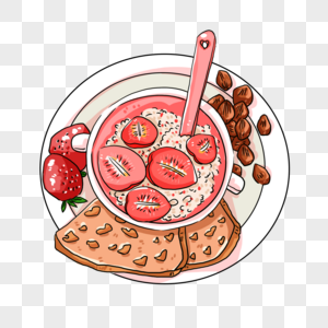 早餐草莓麦片高清图片
