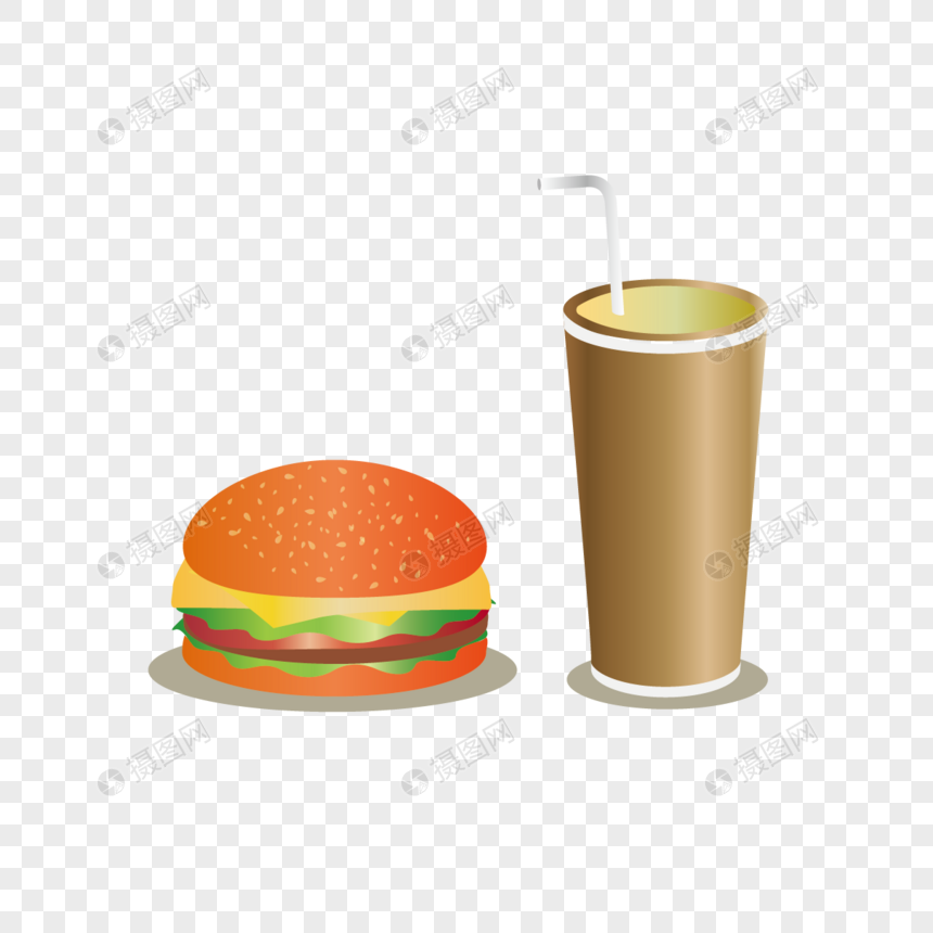 AI矢量图食物快餐西餐汉堡加可乐图片
