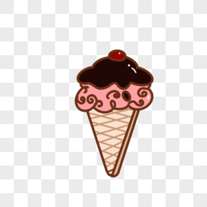 夏日清凉巧克力冰淇凌卡通手绘装饰图片