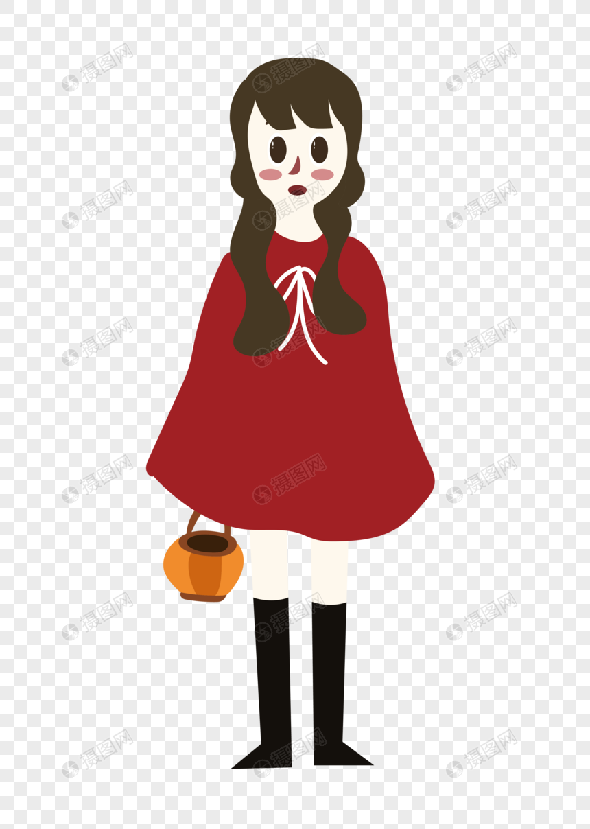 红斗篷女孩插画