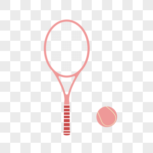 AI矢量图卡通粉红网球拍和网球图片