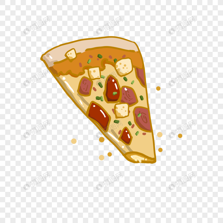 卡通手绘小清新风创意高热量食物pizza图片