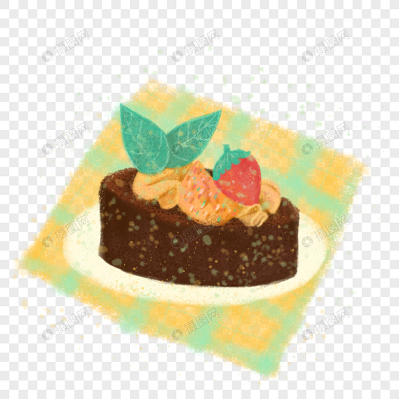手绘插画ins网红巧克力草莓奶油蛋糕图片
