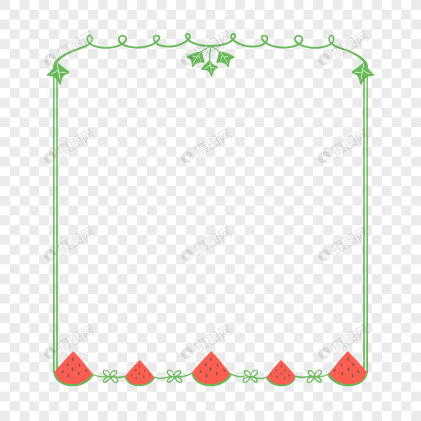 清新夏日水果西瓜边框图片
