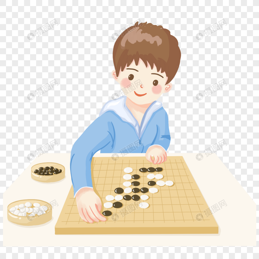 男孩下围棋五子棋图片