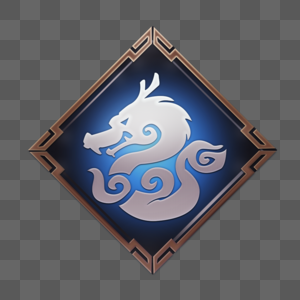 古风金属边框龙形徽章图标
