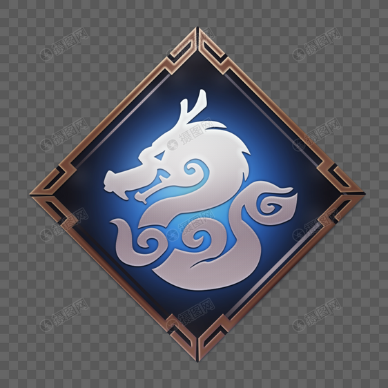 古风金属边框龙形徽章图标