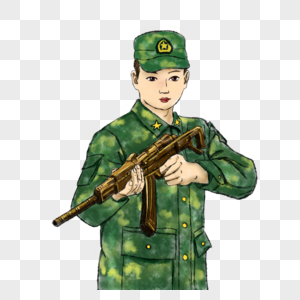 国画迷彩士兵图片