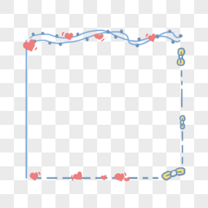 手绘方形藤蔓爱心蝴蝶结边框图片