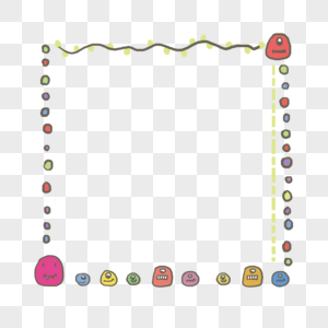 手绘彩色小怪物气泡边框高清图片