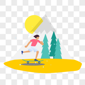玩滑板图标免抠矢量插画素材图片
