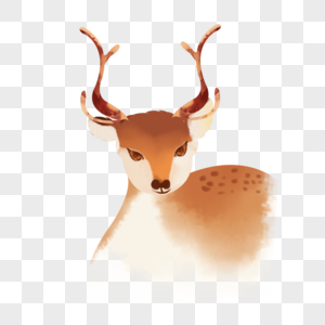 水彩动物鹿正面插画元素手绘图片