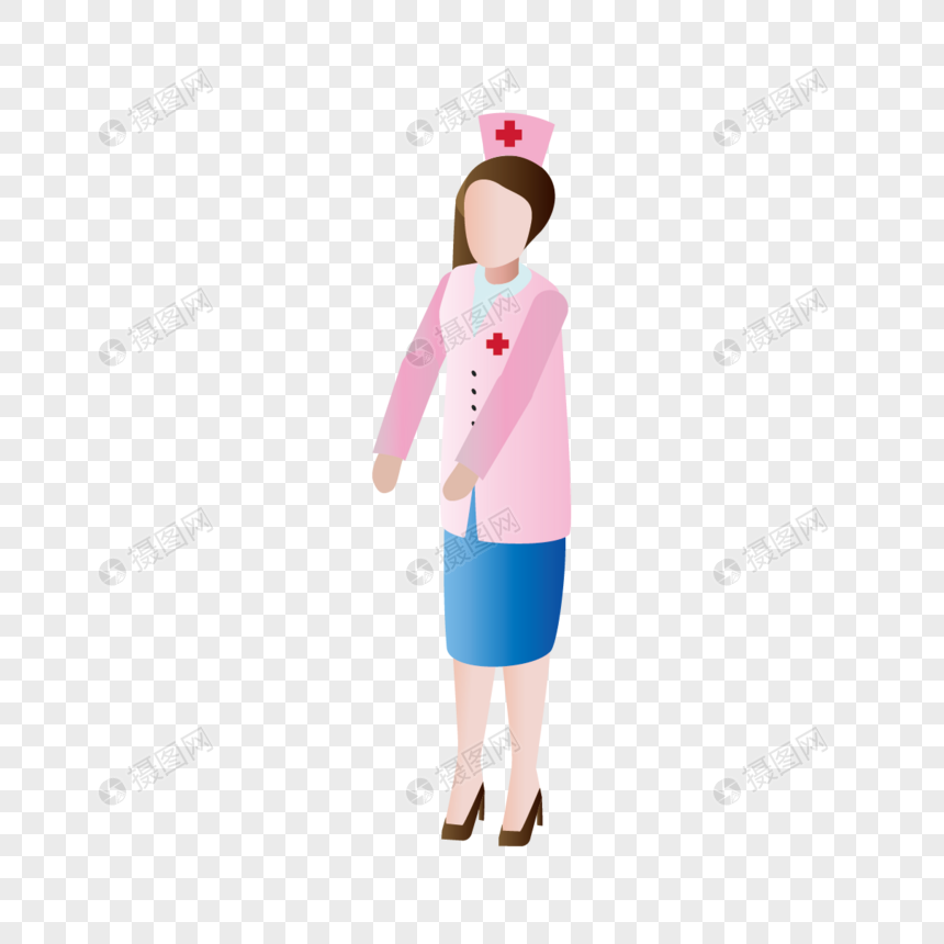AI矢量图扁平化人物护士医院元素护士小姐姐图片