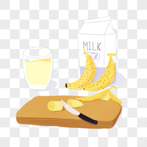 香蕉和牛奶健康卡甜品高清图片