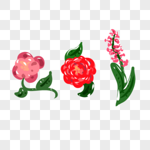 手绘红色花卉元素素材图片