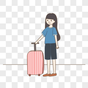 毕业季拉着行李站在路边等人的女生图片