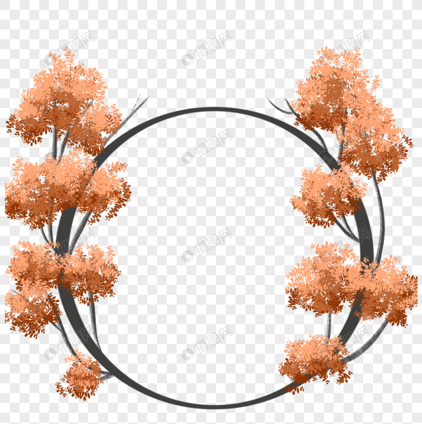 秋季红色树木边框图片