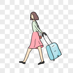 提着行李箱旅行的女孩图片
