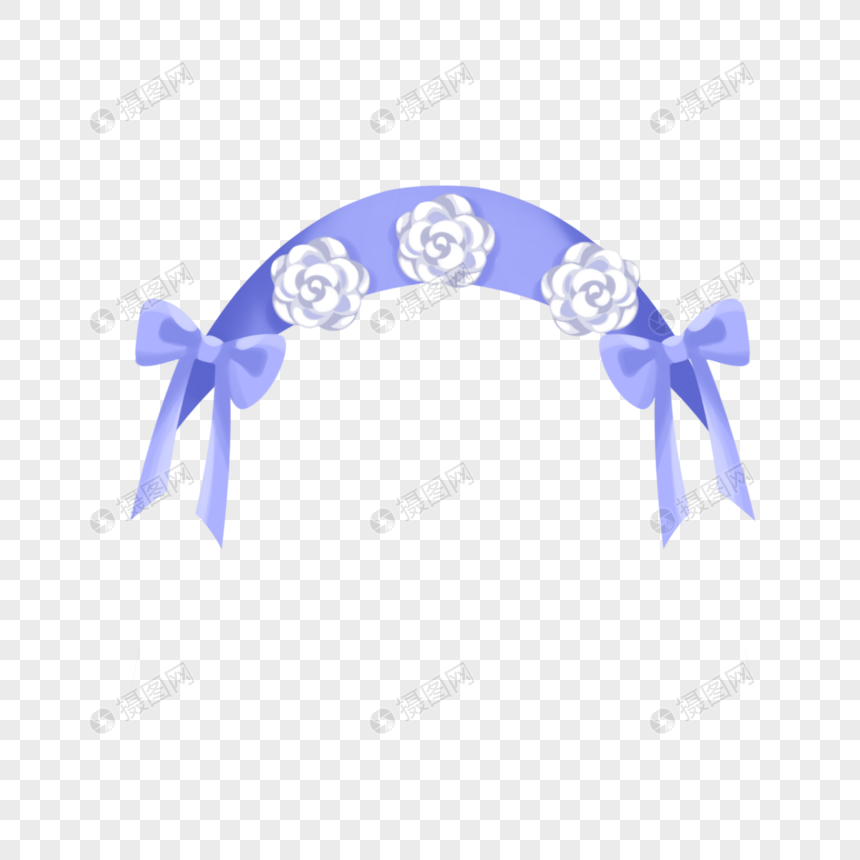蓝色蝴蝶结发带白玫瑰装饰洛丽塔风华丽风图片