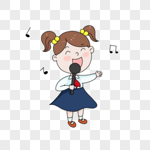 唱歌的女孩卡通图片