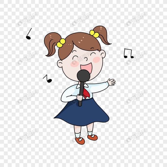 唱歌的女孩卡通图片
