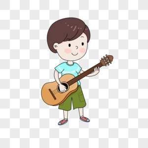 弹吉他的男孩卡通图片