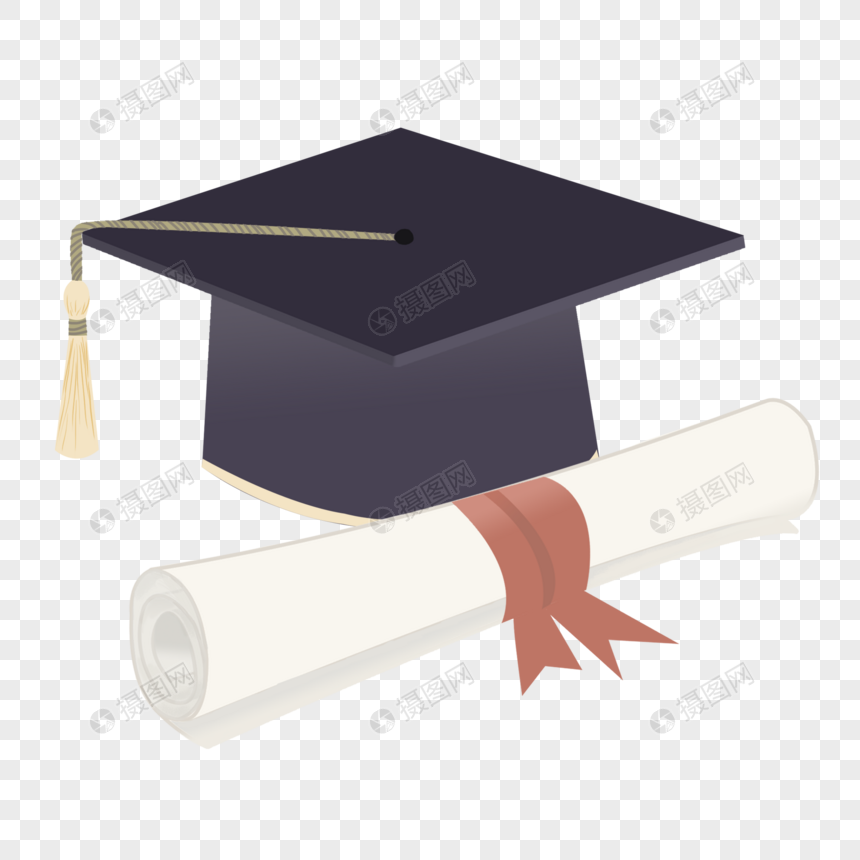 毕业学士帽和卷纸图片