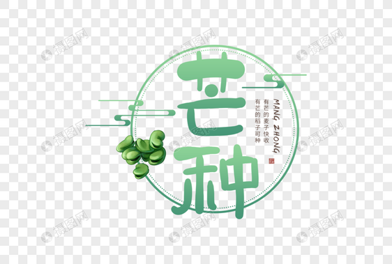 手写芒种字体图片