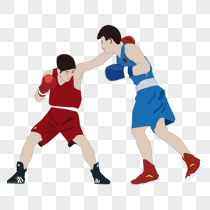 卡通手绘人物拳击比赛图片