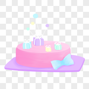 礼物盒蝴蝶结粉色渐变蛋糕甜品手绘装饰图案图片