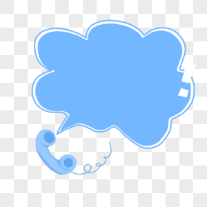 电话联想感叹号云朵蓝色手绘装饰简约边框高清图片