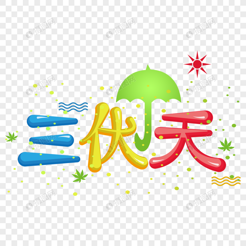 炎热夏季夏天三伏天彩色艺术字图片