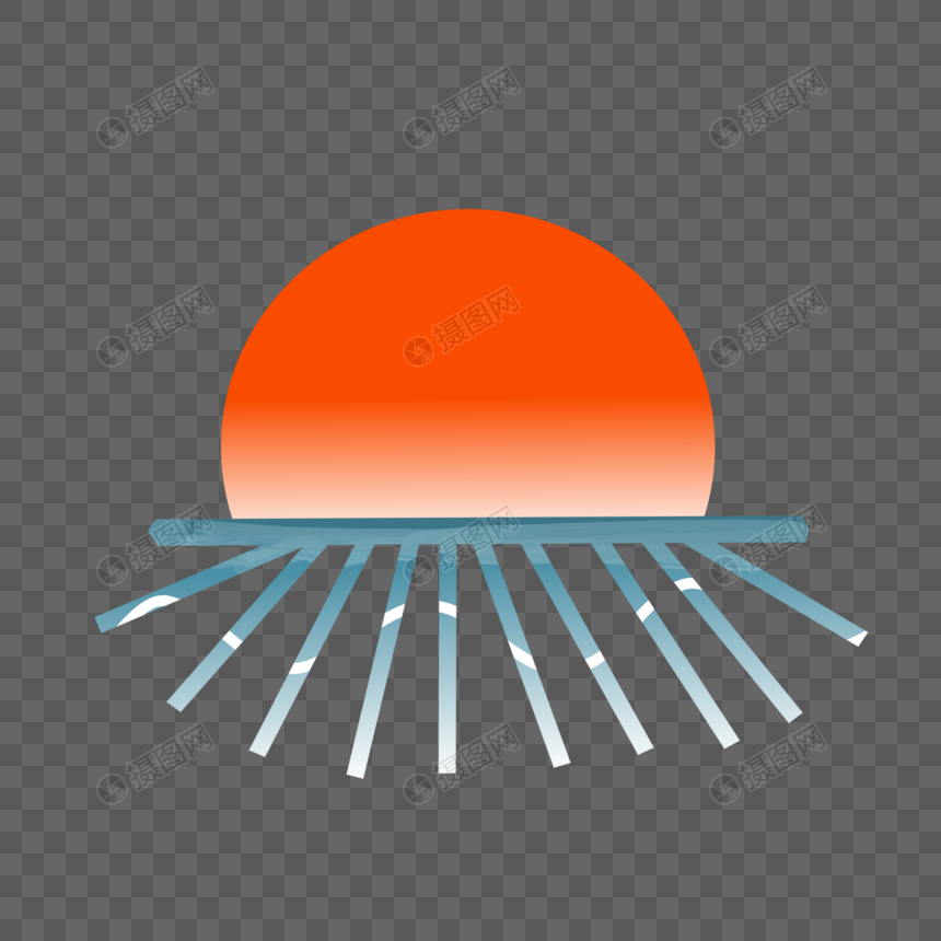 夏天简约风日出光芒渐变线条手绘装饰图案图片