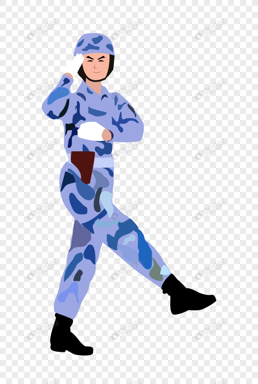 建军节军人走正步迷彩服矢量插画元素手绘元素素材ai格式_设计素材免费下载_VRF高清图片401341321
