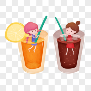 橙汁和可乐卡通手绘橙汁高清图片