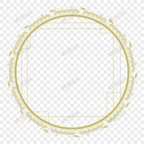暗金色祥云小轩窗元形边框图片