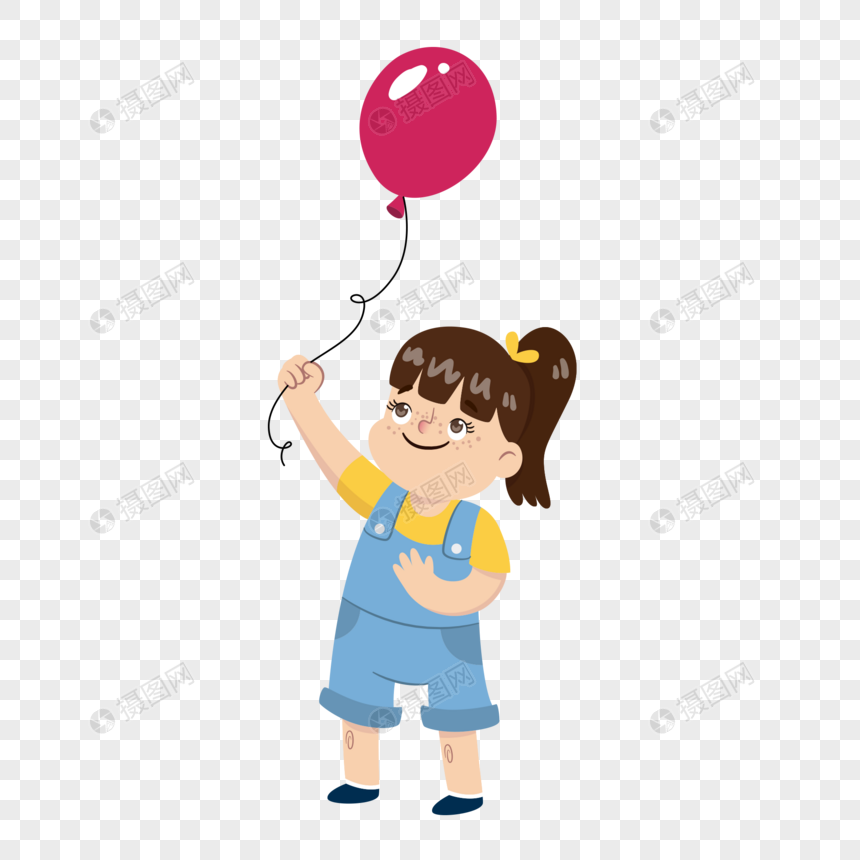 拿着气球的小女孩卡通人物元素