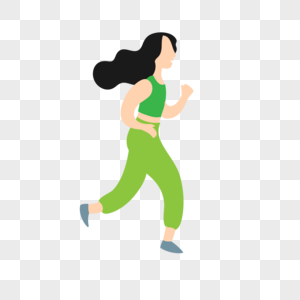 扁平风运动跑步女生图片